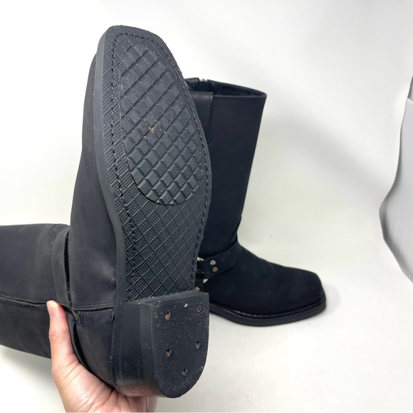Old West Made in Texas Tall Black Leather Harness Boots Size 7 - Picture 7 of 11